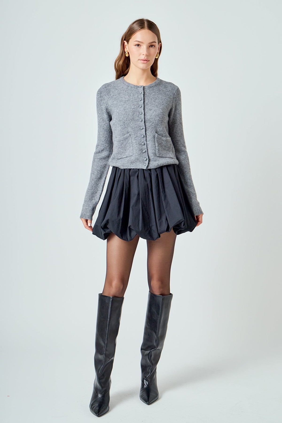 ENDLESS ROSE - Crewneck Button Down Knit Top - SWEATERS & KNITS available at Objectrare