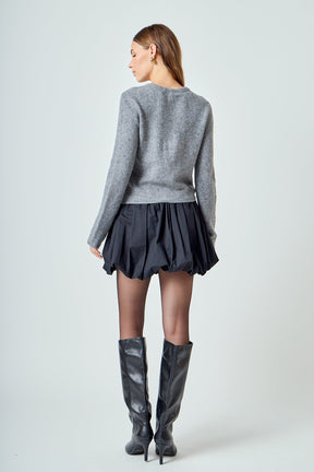 ENDLESS ROSE - Crewneck Button Down Knit Top - SWEATERS & KNITS available at Objectrare