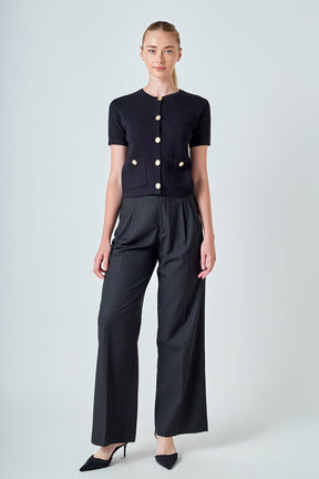 ENDLESS ROSE - Short Sleeve Button-Up Cardigan - SWEATERS & KNITS available at Objectrare
