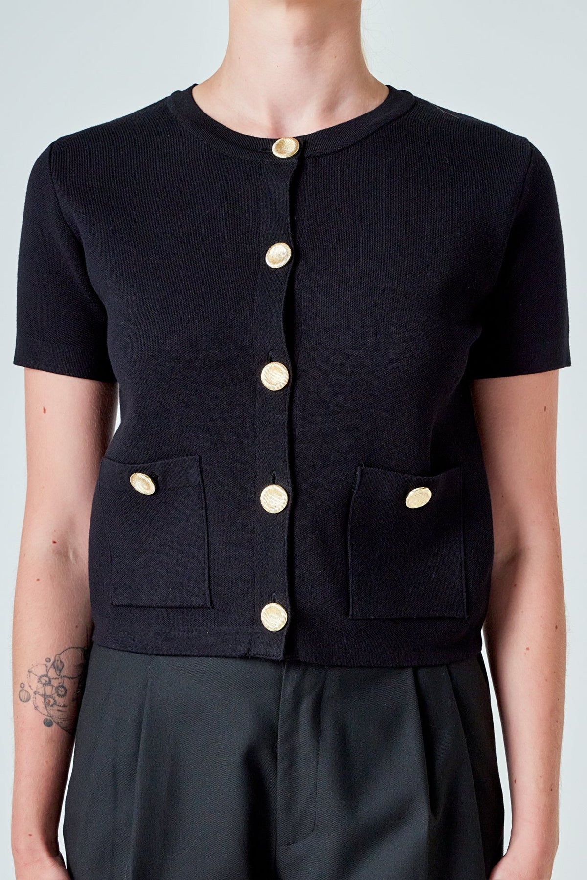 ENDLESS ROSE - Short Sleeve Button-Up Cardigan - SWEATERS & KNITS available at Objectrare