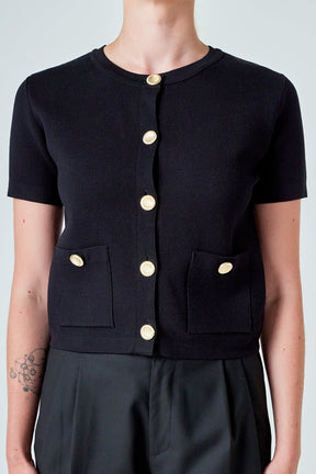 ENDLESS ROSE - Short Sleeve Button-Up Cardigan - SWEATERS & KNITS available at Objectrare