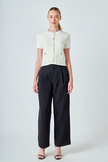 ENDLESS ROSE - Short Sleeve Button-Up Cardigan - SWEATERS & KNITS available at Objectrare