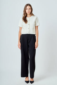 ENDLESS ROSE - Short Sleeve Jewel Button-Up Cardigan - SWEATERS & KNITS available at Objectrare