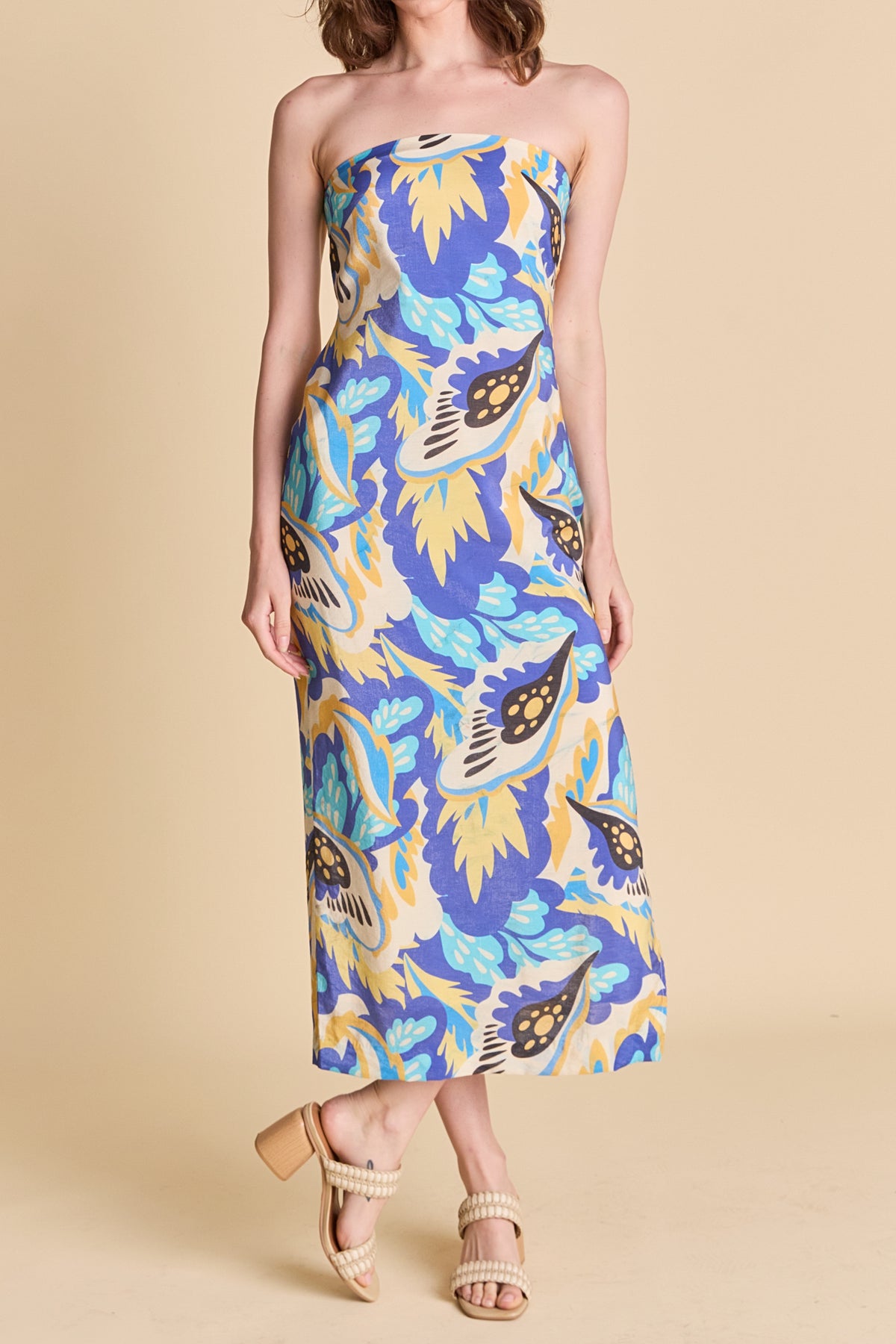 LA'VEN - Multi Print Strapless Dress - DRESSES available at Objectrare