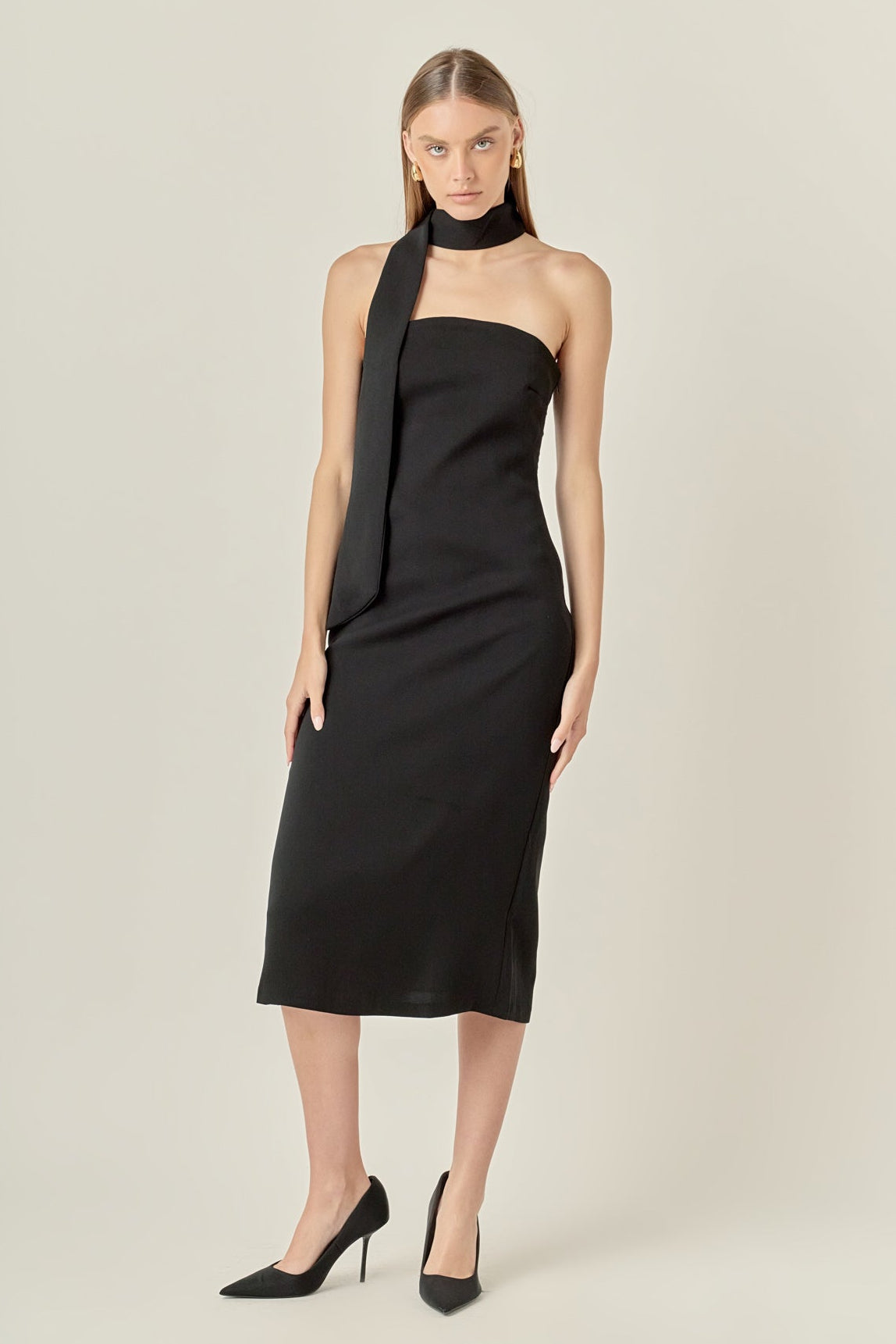 black choker midi dress ASOS Design - Ribbed Double Layer Midi Dress - Women - Polyester/Cotton/Spandex - 6 US
