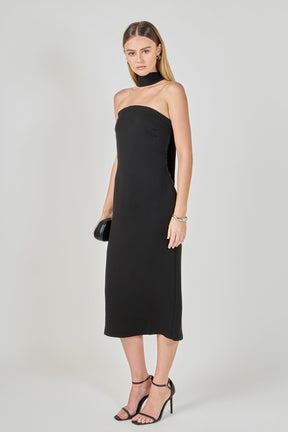 ENDLESS ROSE - Choker Tie Midi Dress - DRESSES available at Objectrare