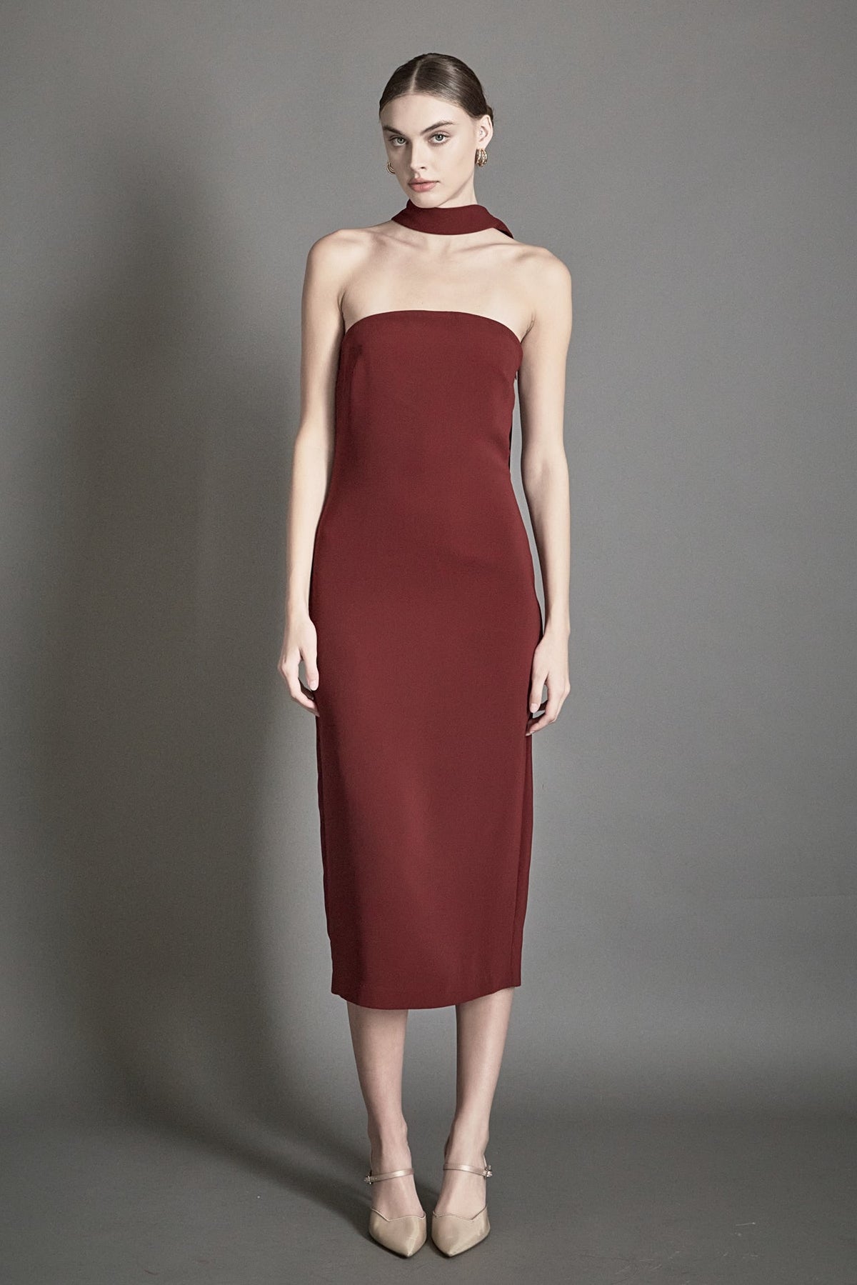 ENDLESS ROSE - Choker Tie Midi Dress - DRESSES available at Objectrare