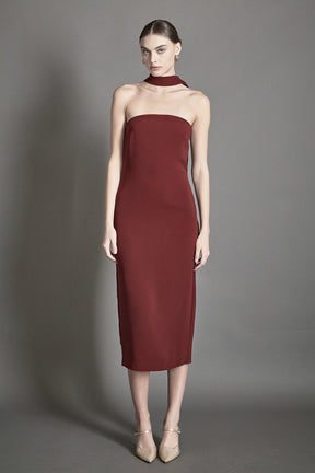 ENDLESS ROSE - Choker Tie Midi Dress - DRESSES available at Objectrare