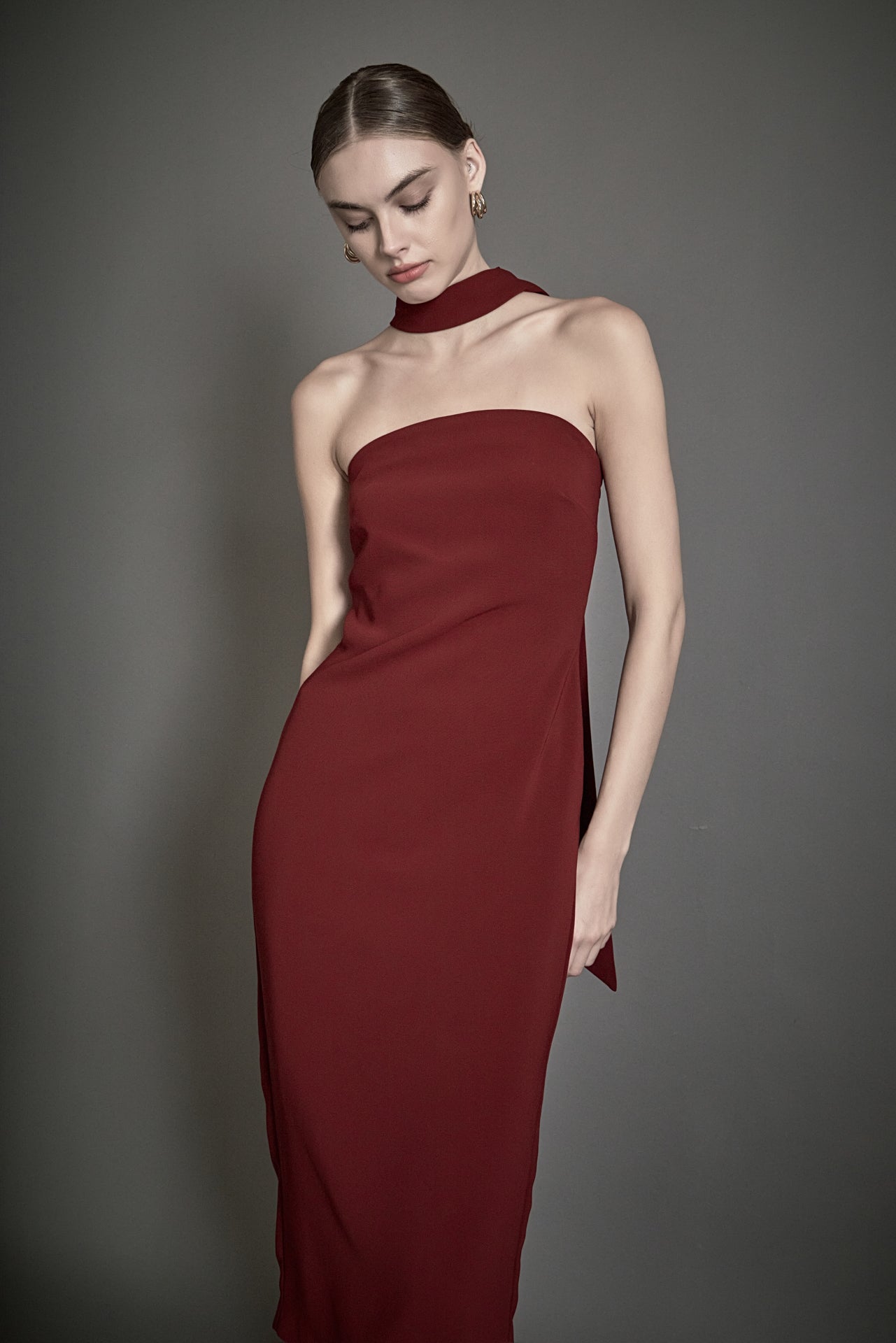 ENDLESS ROSE - Choker Tie Midi Dress - DRESSES available at Objectrare