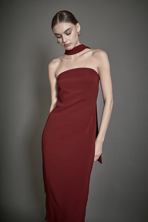 ENDLESS ROSE - Choker Tie Midi Dress - DRESSES available at Objectrare