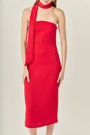 ENDLESS ROSE - Choker Tie Midi Dress - DRESSES available at Objectrare