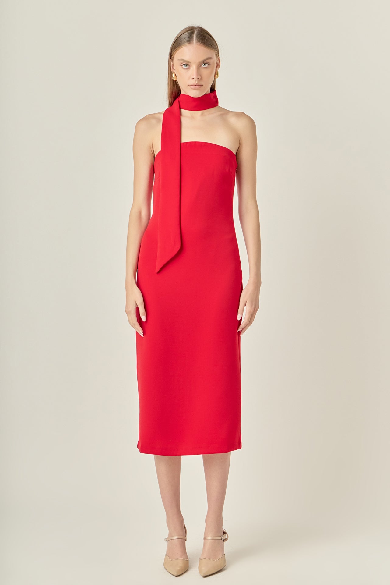 ENDLESS ROSE - Choker Tie Midi Dress - DRESSES available at Objectrare