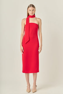 ENDLESS ROSE - Choker Tie Midi Dress - DRESSES available at Objectrare