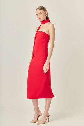 ENDLESS ROSE - Choker Tie Midi Dress - DRESSES available at Objectrare