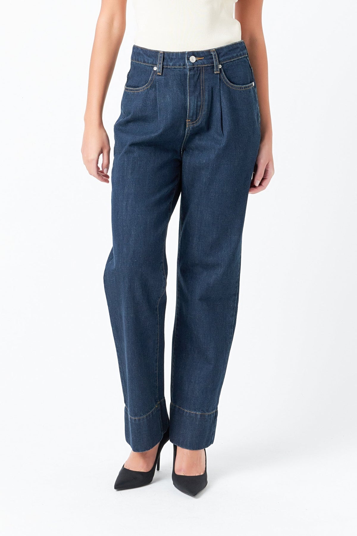 GREY LAB - High Waisted Wide Leg Pants - JEANS available at Objectrare