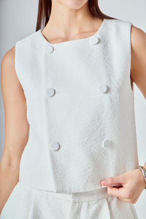 ENDLESS ROSE - Double Breasted Textured Crop Vest - TOPS available at Objectrare