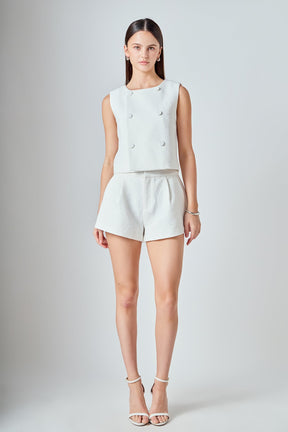 ENDLESS ROSE - Double Breasted Textured Crop Vest - TOPS available at Objectrare