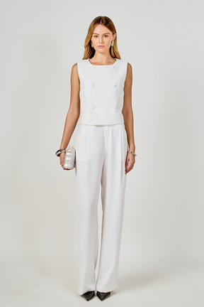 ENDLESS ROSE - Double Breasted Textured Crop Vest - TOPS available at Objectrare