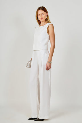 ENDLESS ROSE - Double Breasted Textured Crop Vest - TOPS available at Objectrare