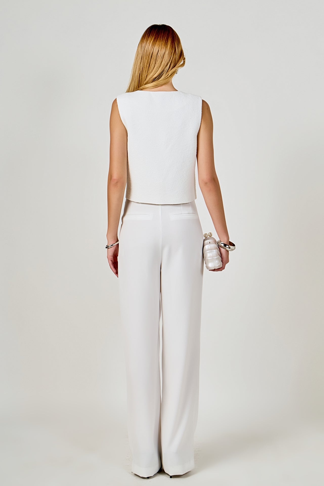 ENDLESS ROSE - Double Breasted Textured Crop Vest - TOPS available at Objectrare