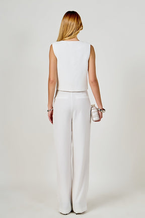 ENDLESS ROSE - Double Breasted Textured Crop Vest - TOPS available at Objectrare