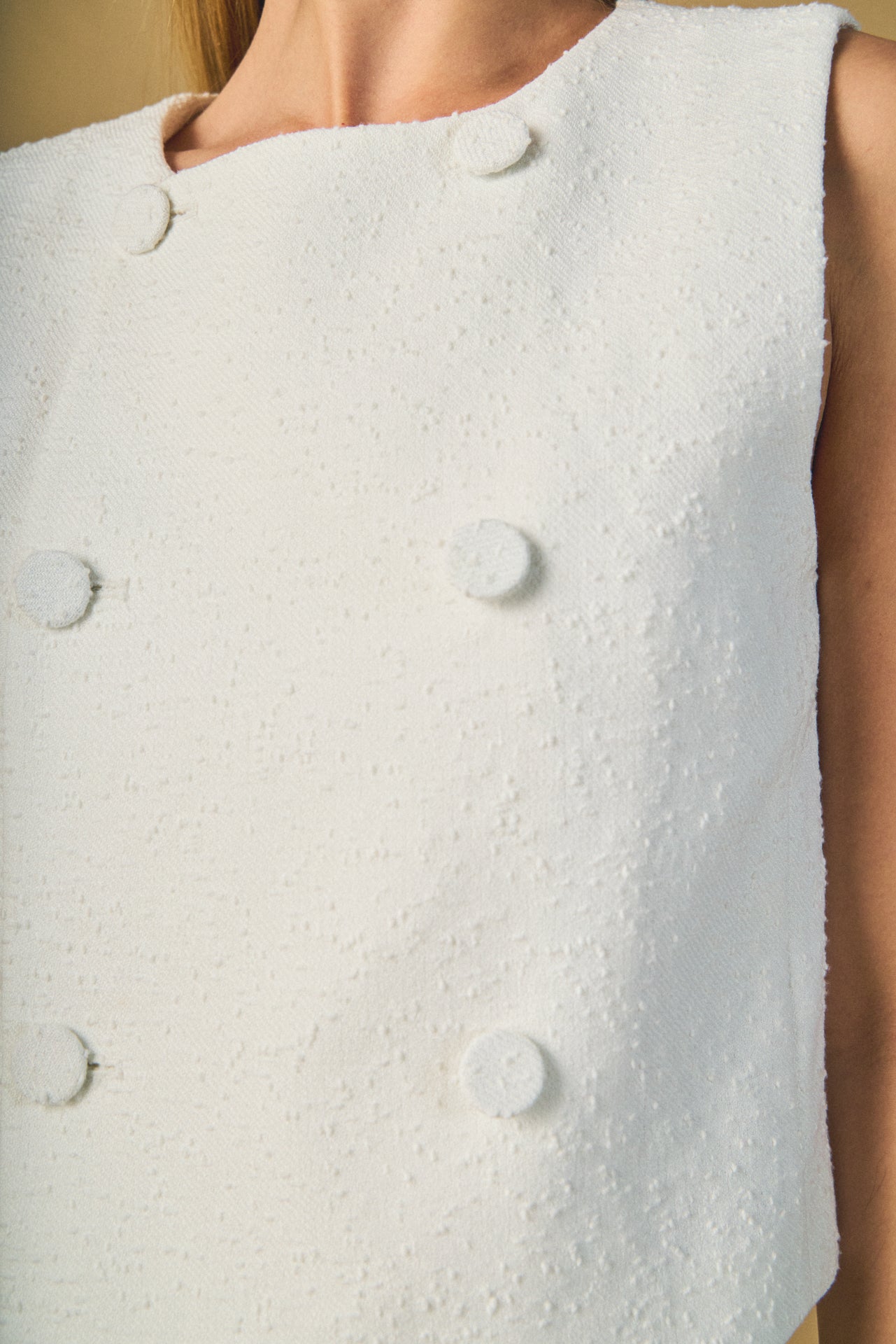 ENDLESS ROSE - Double Breasted Textured Crop Vest - TOPS available at Objectrare