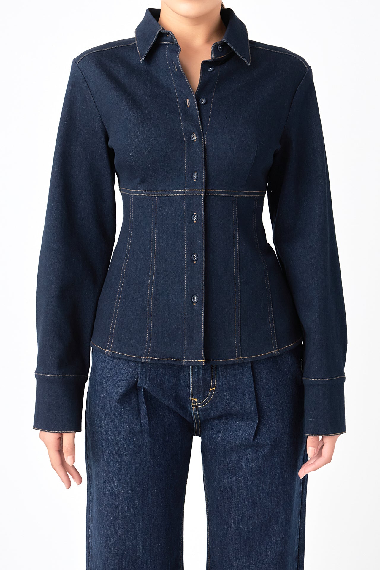 GREY LAB - Denim Flared Shirt - SHIRTS & BLOUSES available at Objectrare