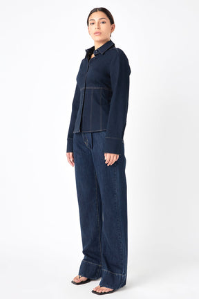 GREY LAB - Denim Flared Shirt - SHIRTS & BLOUSES available at Objectrare