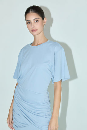 GREY LAB - Asymmetric Ruched Mini Dress - DRESSES available at Objectrare