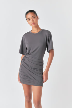 GREY LAB - Asymmetric Ruched Mini Dress - DRESSES available at Objectrare