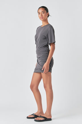 GREY LAB - Asymmetric Ruched Mini Dress - DRESSES available at Objectrare