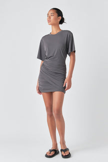 GREY LAB - Asymmetric Ruched Mini Dress - DRESSES available at Objectrare