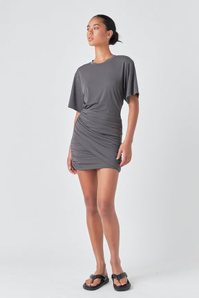GREY LAB - Asymmetric Ruched Mini Dress - DRESSES available at Objectrare