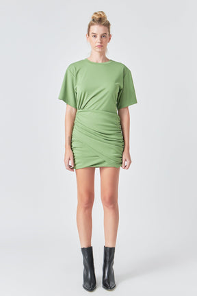GREY LAB - Asymmetric Ruched Mini Dress - DRESSES available at Objectrare