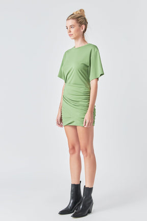GREY LAB - Asymmetric Ruched Mini Dress - DRESSES available at Objectrare