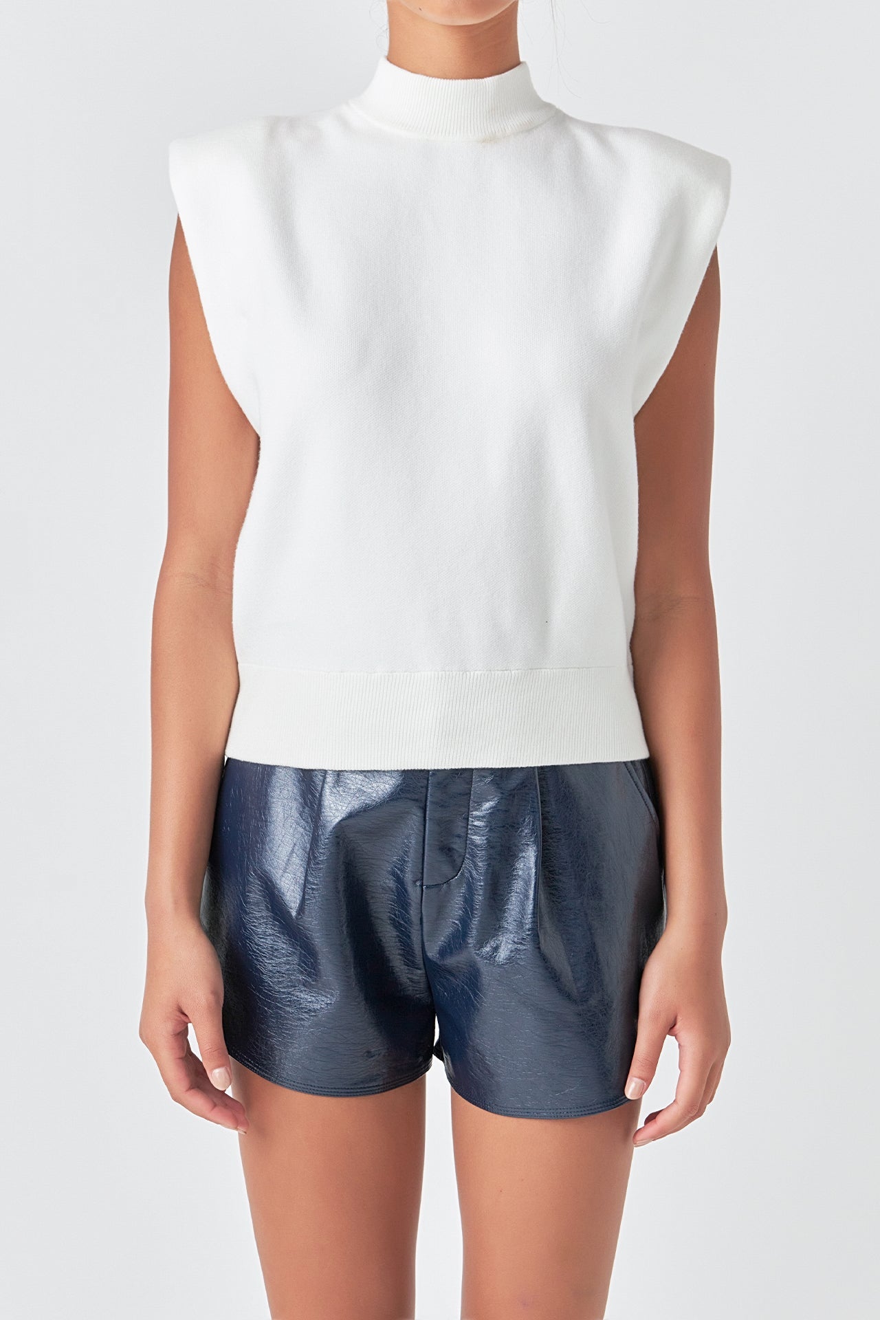 GREY LAB - Mock Neck Sleeveless Knit Top - TOPS available at Objectrare