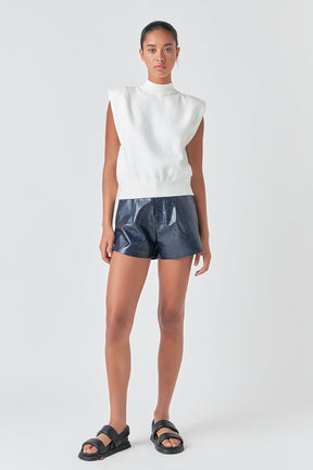 GREY LAB - Grey Lab - Mock Neck Sleeveless Knit Top - TOPS available at Objectrare