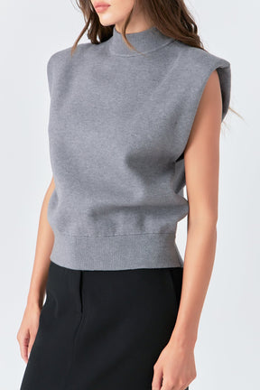 GREY LAB - Mock Neck Sleeveless Knit Top - TOPS available at Objectrare