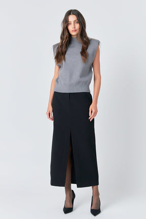 GREY LAB - Mock Neck Sleeveless Knit Top - TOPS available at Objectrare