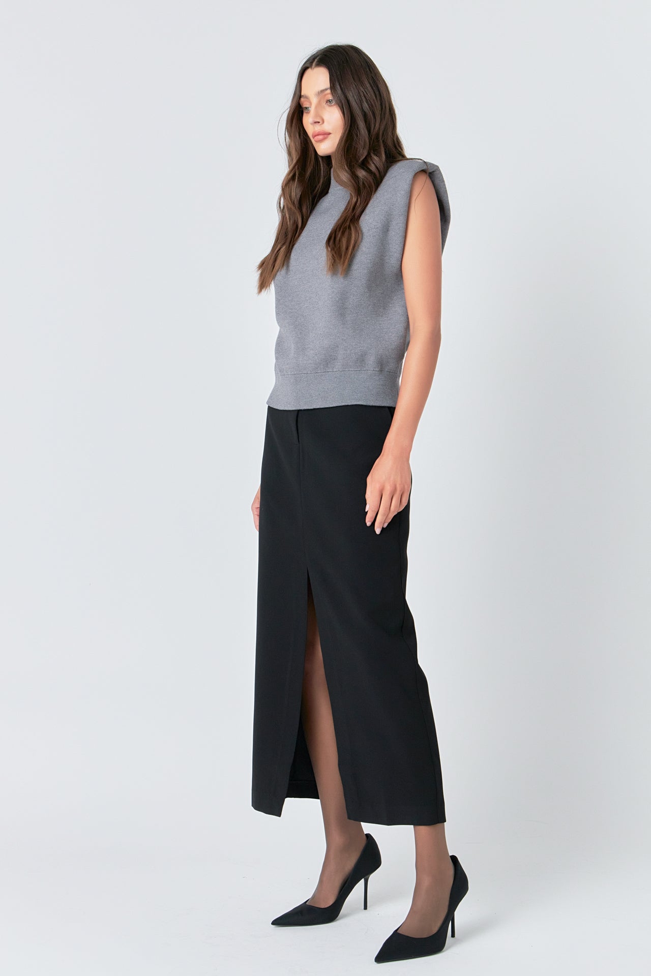 GREY LAB - Grey Lab - Mock Neck Sleeveless Knit Top - TOPS available at Objectrare