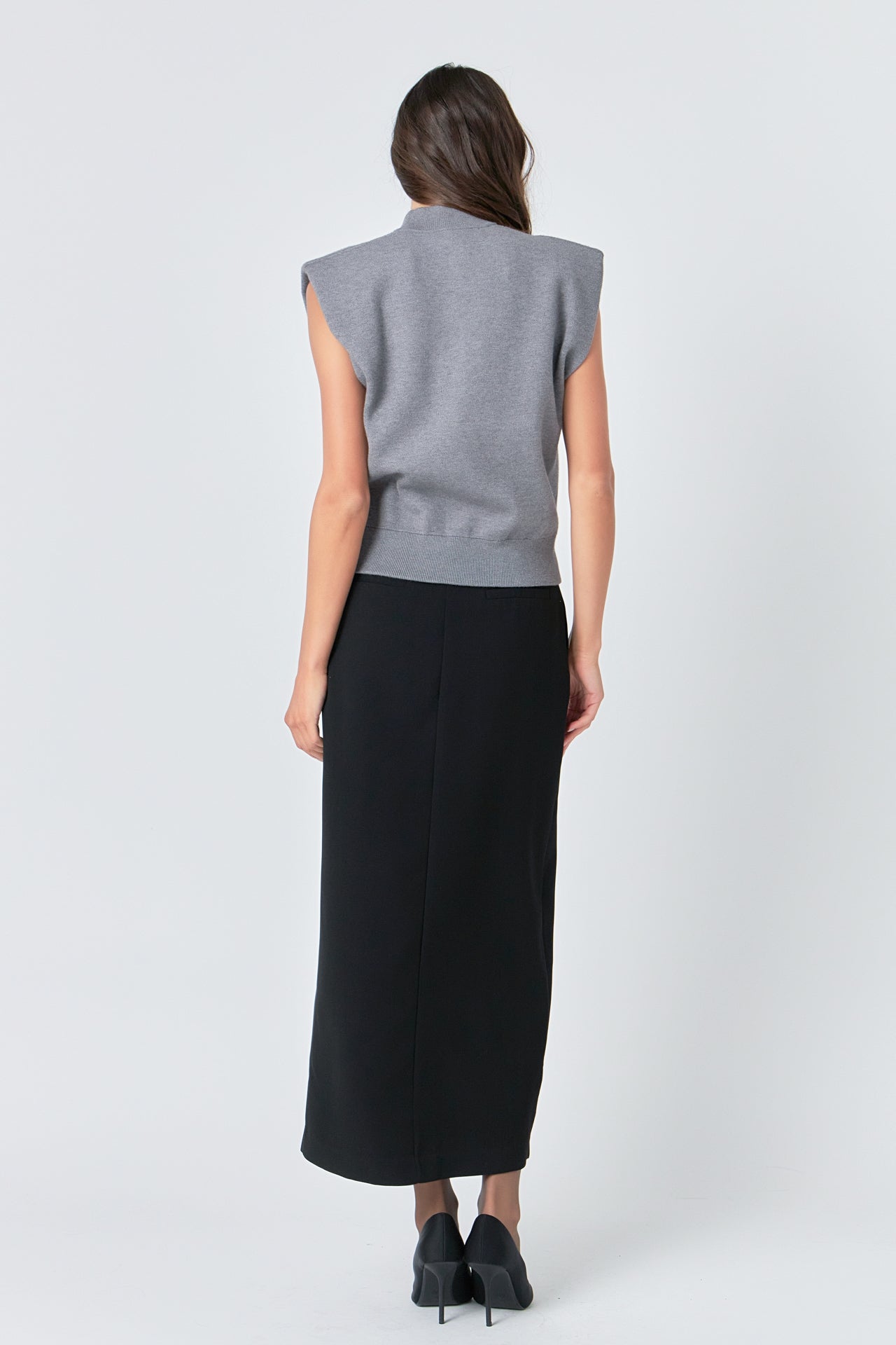 GREY LAB - Mock Neck Sleeveless Knit Top - TOPS available at Objectrare
