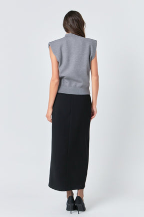 GREY LAB - Mock Neck Sleeveless Knit Top - TOPS available at Objectrare