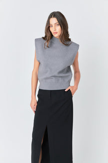 GREY LAB - Mock Neck Sleeveless Knit Top - TOPS available at Objectrare
