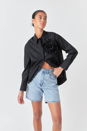 GREY LAB - Flower Brooch Shirt - SHIRTS & BLOUSES available at Objectrare