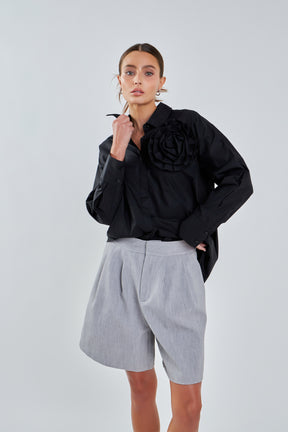 GREY LAB - Flower Brooch Shirt - SHIRTS & BLOUSES available at Objectrare