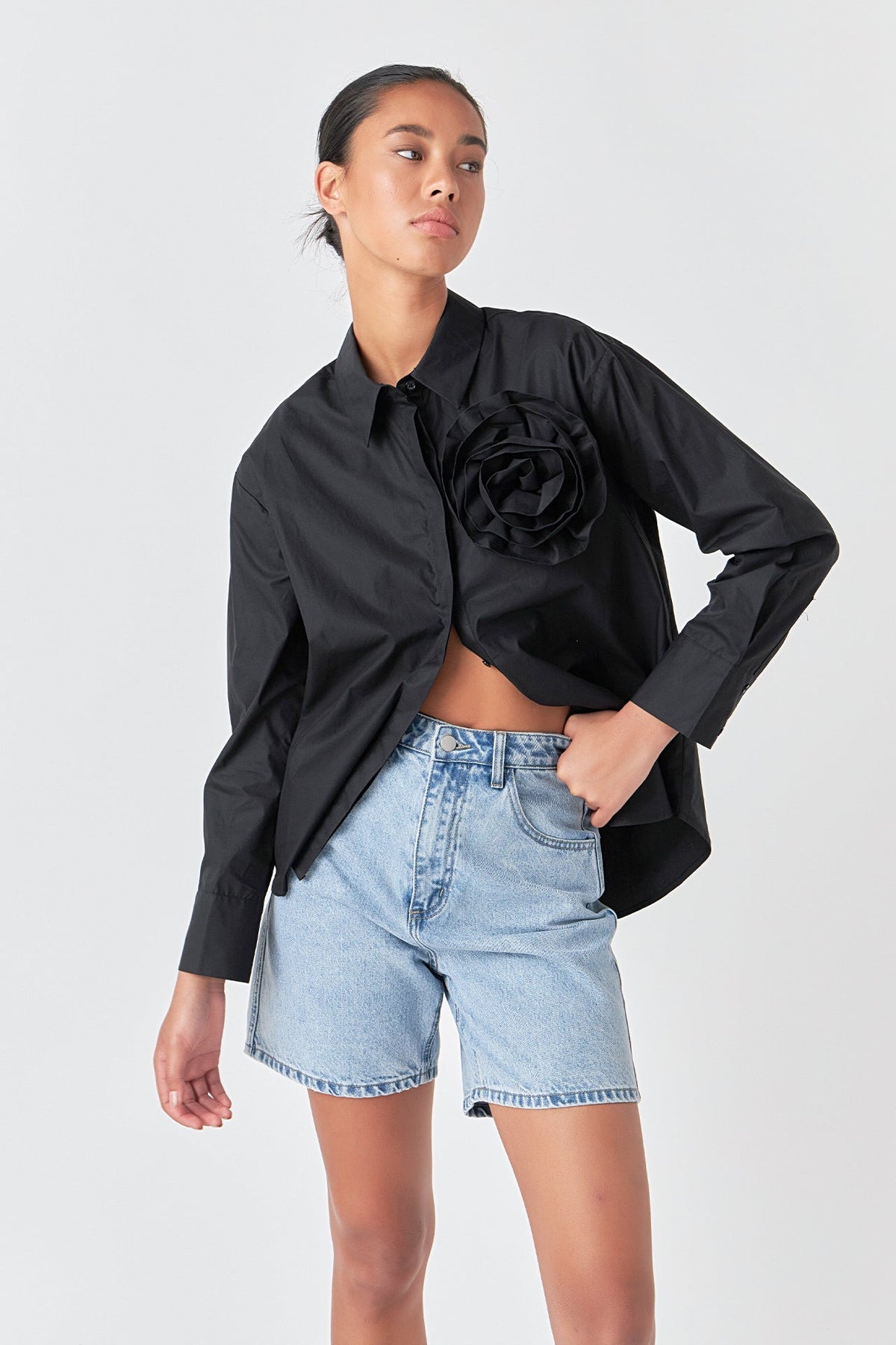 GREY LAB - Flower Brooch Shirt - TOPS available at Objectrare