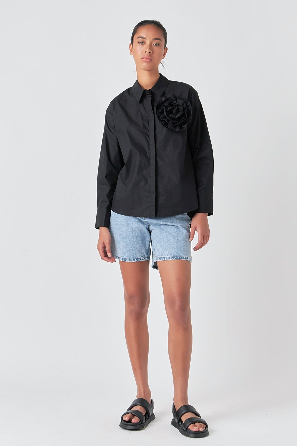 GREY LAB - Flower Brooch Shirt - TOPS available at Objectrare