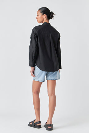 GREY LAB - Flower Brooch Shirt - TOPS available at Objectrare