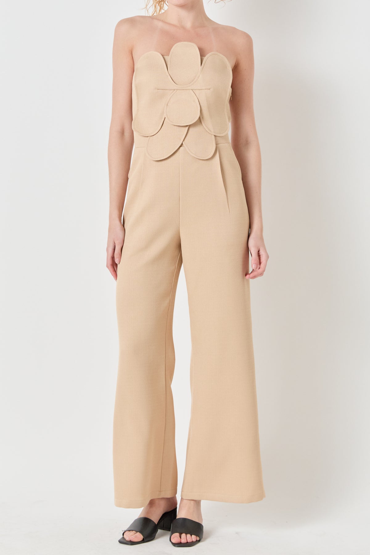 ENDLESS ROSE - Floral Applique Strapless Jumpsuit - JUMPSUITS available at Objectrare