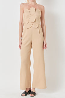 ENDLESS ROSE - Floral Applique Strapless Jumpsuit - JUMPSUITS available at Objectrare